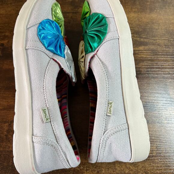 Sanuk Sidewalk Surfer Lite 2 Shoes 7.5 Womens Harbor Mist Canvas Comfort Slip On - Picture 8 of 12